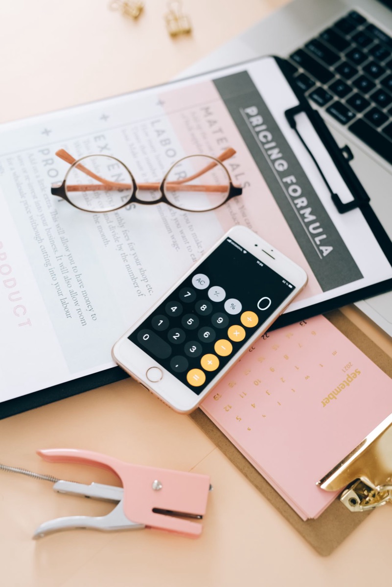 A smartphone showing the built-in decimal calculator app